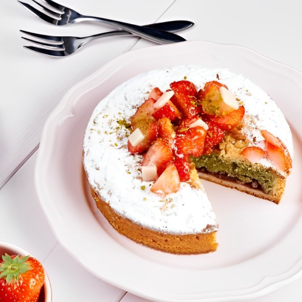 Pistachio Strawberry Frangipane Tart